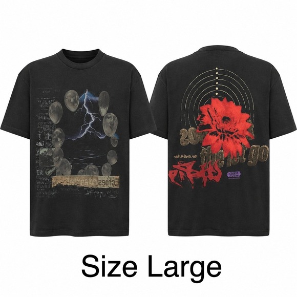 Travis Scott Other - Travis Scott Utopia World Tour T-Shirt Mens L Black Graphic Delresto Echoes 2024